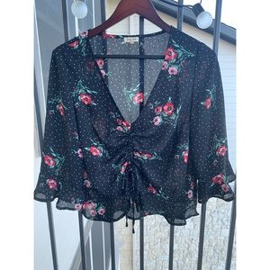 Floral V Neck Crop Top